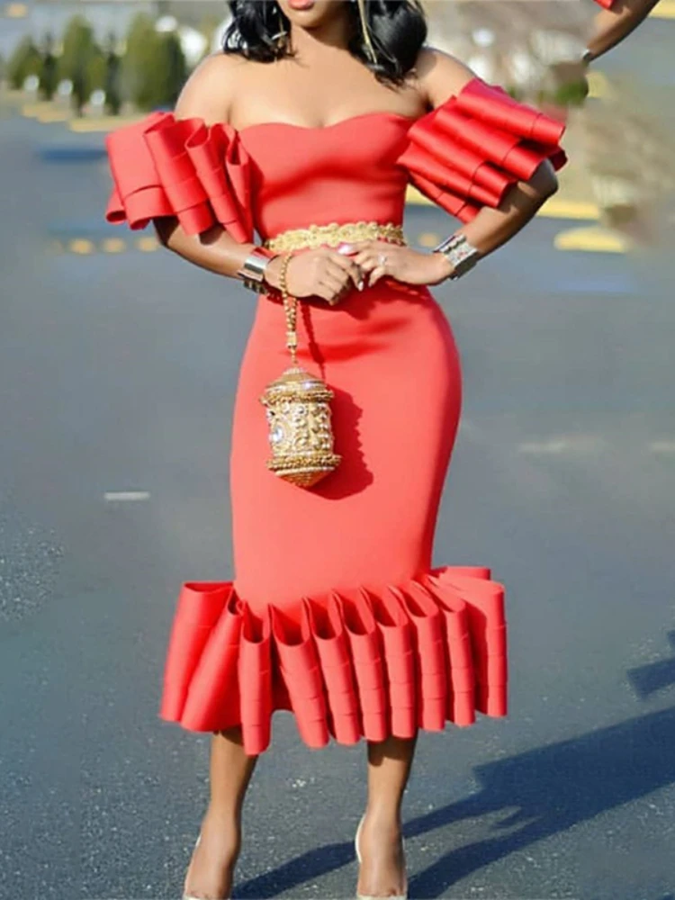 Women's Bodycon Midi Dress Party Tube Top Off Shoulder Sheath Pleated Ladies Sexy Stylish Events Occassion Event African Female
Women's Bodycon Midi Dress Party Tube Top Off Shoulder Sheath Pleated Ladies Sexy Stylish Events Occassion Event African Female