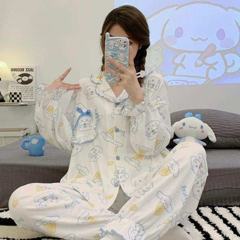 Sanrio Pachacco My Melody Cinnamoroll Ladies Long Sleeve Pajamas Spring Autumn Sweet Lovely Long-sleeved Loose Loungewear Set
Sanrio Pachacco My Melody Cinnamoroll Ladies Long Sleeve Pajamas Spring Autumn Sweet Lovely Long-sleeved Loose Loungewear Set