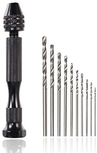 Precision Pin Vise Hand Drill Set with 10 pcs Mini Micro Twist Drill Bit Woodworking Rotary Tools for Resin Jewelry Walnut Amber
Precision Pin Vise Hand Drill Set with 10 pcs Mini Micro Twist Drill Bit Woodworking Rotary Tools for Resin Jewelry Walnut Amber