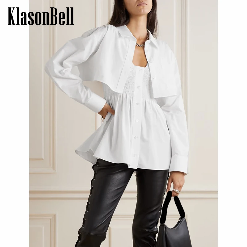 11.16 KlasonBell Fashion Patchwork Ruched Single Breasted Fake Two Piece Shirt Women
11.16 KlasonBell Fashion Patchwork Ruched Single Breasted Fake Two Piece Shirt Women