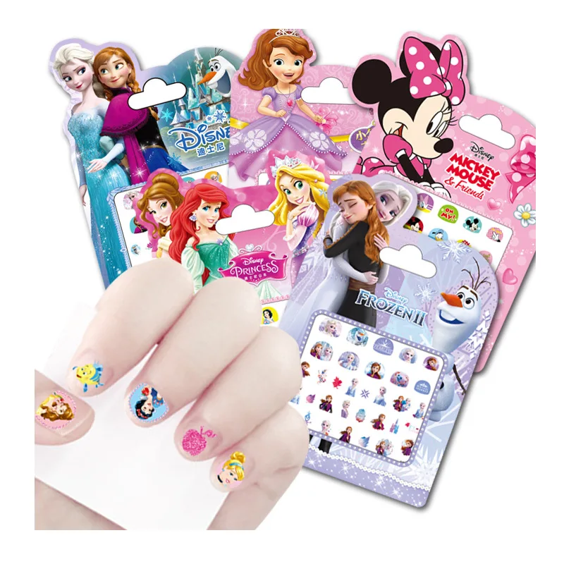 

5 pcs/set Diseny frozen Mickey Minnie Mouse Makeup Toy Nail Stickers Toy Princess girls sticker toys for girlfriend kids gift