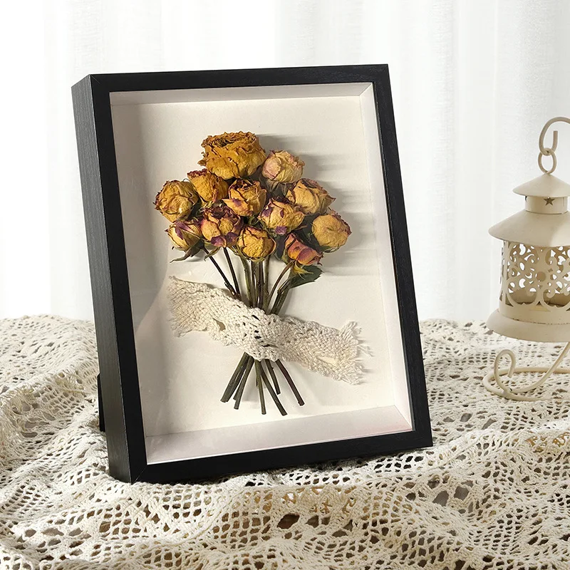 

5cm/3cm Deep Shadow Box Frames Bouquet Flower Display Picture Frame for Crafts Memorabilia Memory Wood Photo Frame Wall Hanging