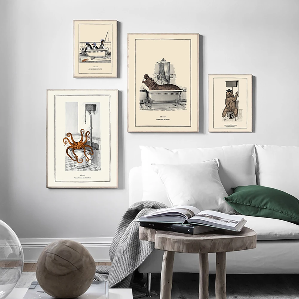 Funny Animal Bathtub Poster Poster Bear Octopus Penguin Chimpanzee Retro Canvas Painting Bathroom Toilet Decor Wall Art Picture
Funny Animal Bathtub Poster Poster Bear Octopus Penguin Chimpanzee Retro Canvas Painting Bathroom Toilet Decor Wall Art Picture