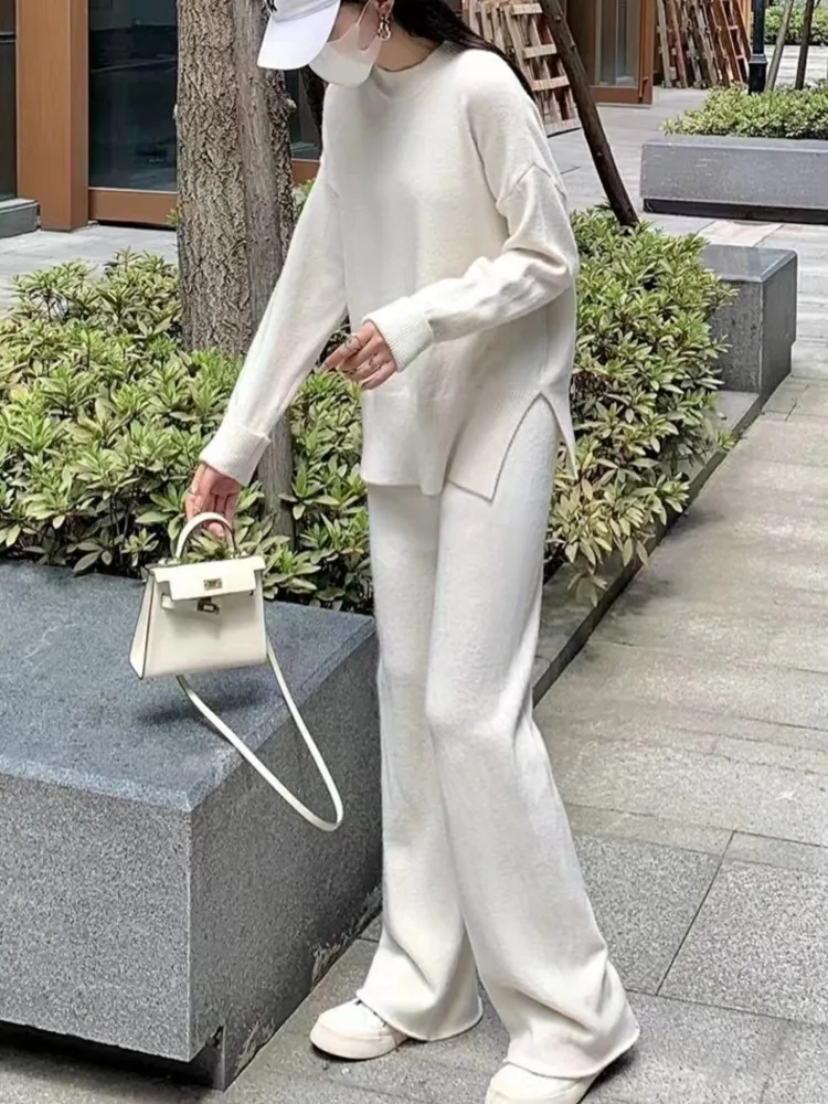 2 Pieces Set Women Knitted Oversized Tracksuit Long Sleeve Pullover Blouses Straight Pants Sweater Suit Chic Outerwear Outfits
2 Pieces Set Women Knitted Oversized Tracksuit Long Sleeve Pullover Blouses Straight Pants Sweater Suit Chic Outerwear Outfits