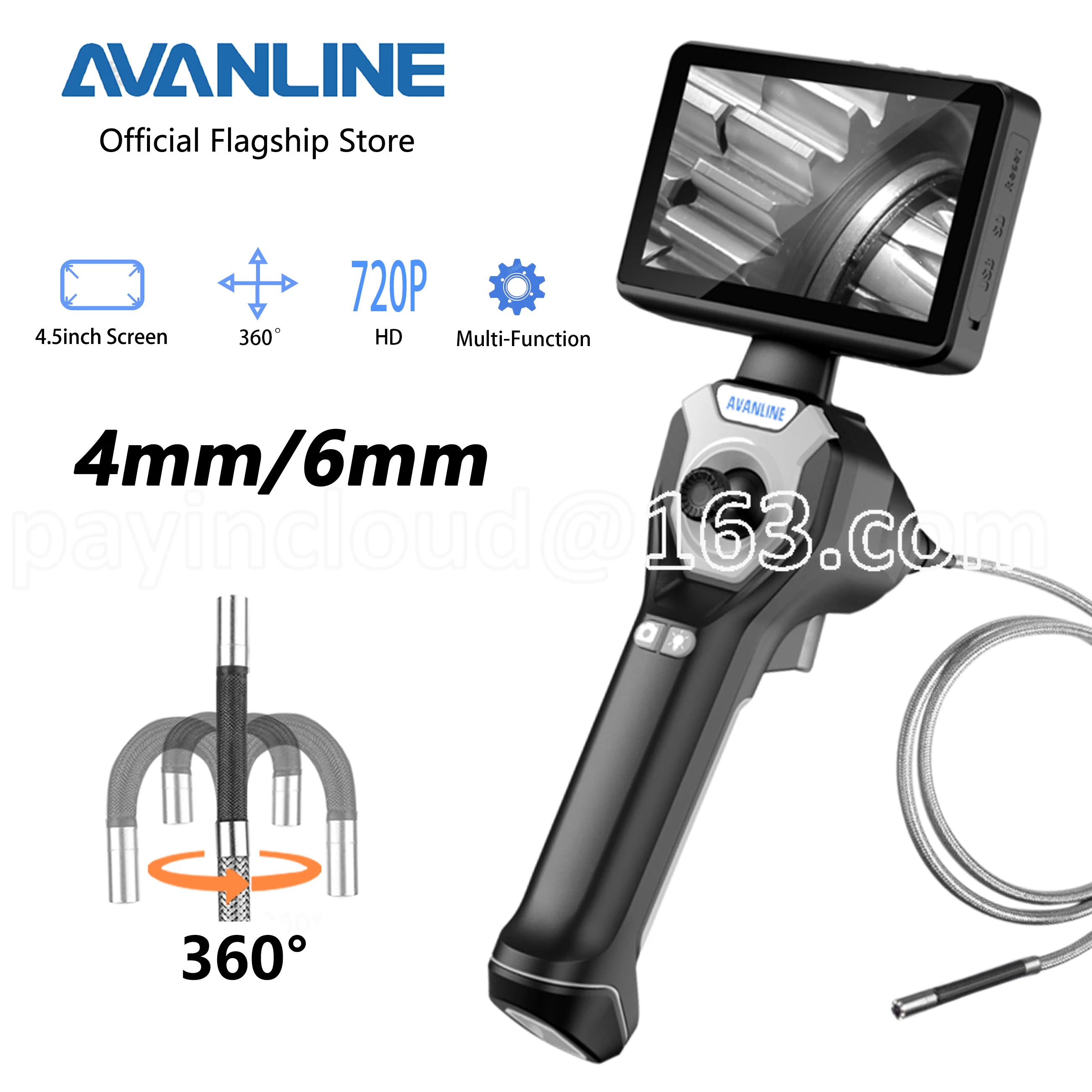 Промышленный эндоскоп AVANLINE, 4 мм, 360 °, 4,5 дюйма, 720p, 8 светодиодов, 4/6 мм, 1 м
Промышленный эндоскоп AVANLINE, 4 мм, 360 °, 4,5 дюйма, 720p, 8 светодиодов, 4/6 мм, 1 м