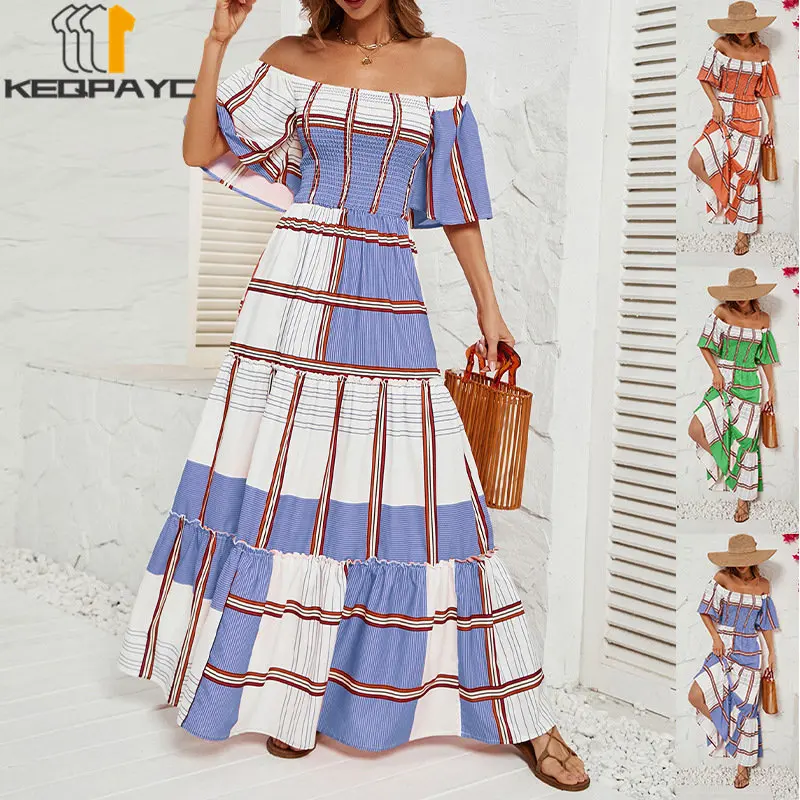 Summer Women's Vacation Maxi Dress New 2023 Fashion Striped Strapless Off Shoulder Big Swing Dresses Ladies Casual Clothes
Summer Women's Vacation Maxi Dress New 2023 Fashion Striped Strapless Off Shoulder Big Swing Dresses Ladies Casual Clothes