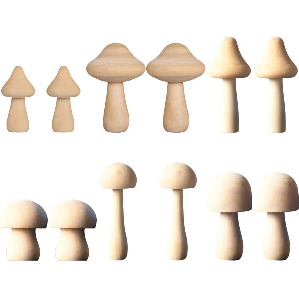 

Mushroom Wooden Peg Mushrooms Model Mini Unpainted Figures Natural Wood Statue Diy Tiny Blank Painting Figurine Toys Toy