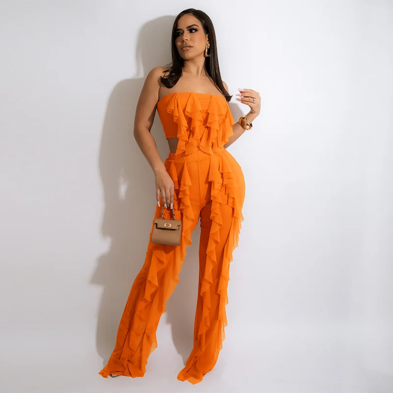 Sexy Sheer Mesh Two Piece Sets Womens Outifits Summer Beach Cover Up See Through Strapless Ruffles Crop Top+Flare Pant Tracksuit
Sexy Sheer Mesh Two Piece Sets Womens Outifits Summer Beach Cover Up See Through Strapless Ruffles Crop Top+Flare Pant Tracksuit