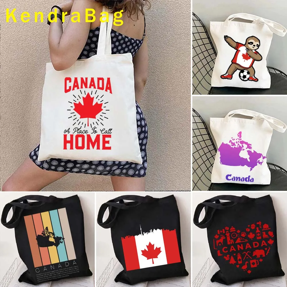 

Canada Flag Map Ottawa Toronto Canadian Vintage Patriotic Symbols Maple Leaf Canadia Bear Gift Canvas Totes Bags Cotton Handbags