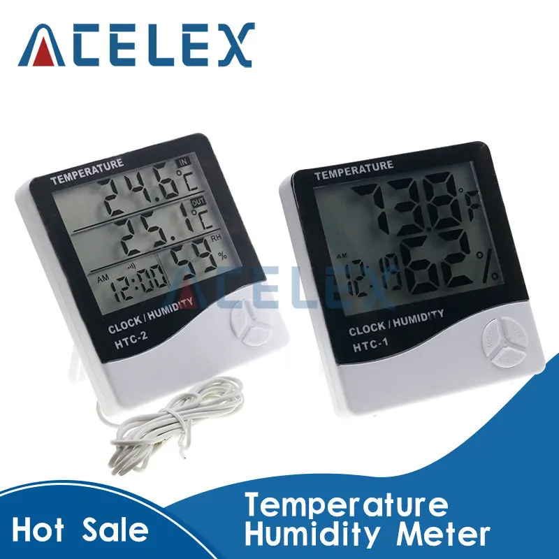 LCD Electronic Digital Temperature Humidity Meter Indoor Outdoor Thermometer Hygrometer Weather Station Clock HTC-1 HTC-2
LCD Electronic Digital Temperature Humidity Meter Indoor Outdoor Thermometer Hygrometer Weather Station Clock HTC-1 HTC-2