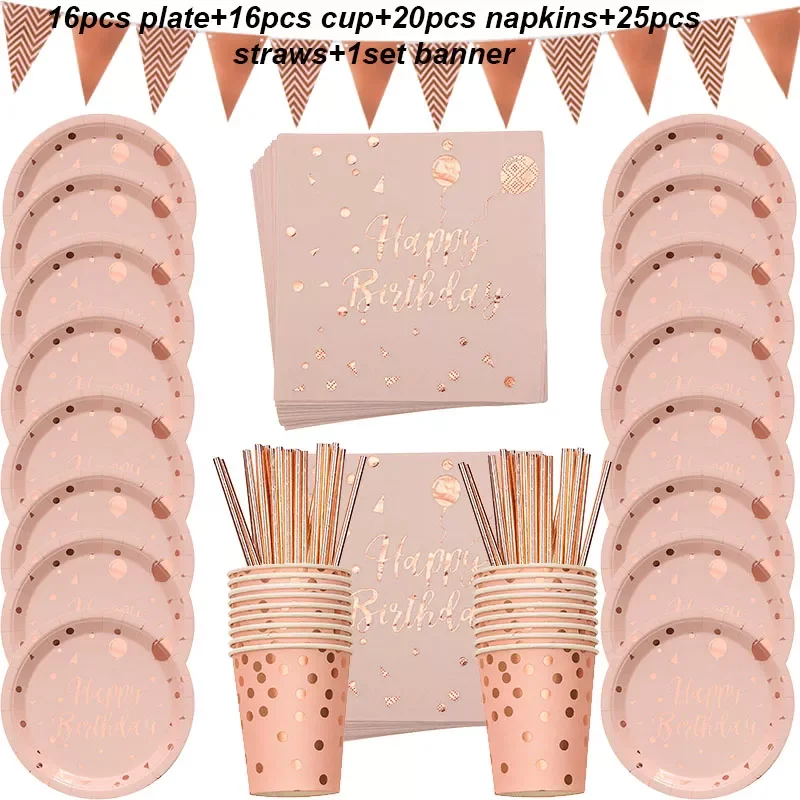 78pcs/set Rose Gold Party Disposable Tableware Set Rose Gold Cup Plates Straws Adult Birthday Party Decor Bridal Shower Supplies
78pcs/set Rose Gold Party Disposable Tableware Set Rose Gold Cup Plates Straws Adult Birthday Party Decor Bridal Shower Supplies