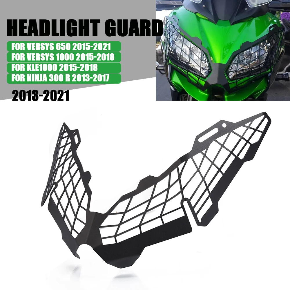 

FOR Kawasaki VERSYS 650 1000 KLE100 Ninja 300 R Motorcycle Headlight Protector Guard Headlamp Grille Protection Cover Versys1000