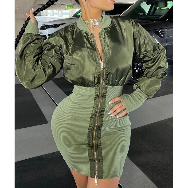 Autumn Sexy Dress Women's Slim-Fitting Patchwork Cardigan Zipper Dress Women's Long Sleeve Stand Collar High Waist Mini Dress
Autumn Sexy Dress Women's Slim-Fitting Patchwork Cardigan Zipper Dress Women's Long Sleeve Stand Collar High Waist Mini Dress