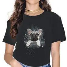 Fashion Frenchie Blue Eyes T-Shirts Women Crewneck T Shirts French Bulldog Cute Dog Short Sleeve Tee Shirt Party Clothing