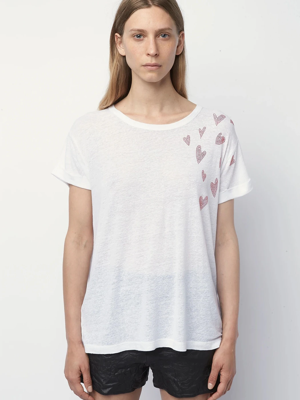 Heart Strass Luxury T-shirt Women Short Sleeve Round Neck Linen Casual Tees Tops Femme 2022 Summer Fashion Tee Shirt Tshirt
Heart Strass Luxury T-shirt Women Short Sleeve Round Neck Linen Casual Tees Tops Femme 2022 Summer Fashion Tee Shirt Tshirt