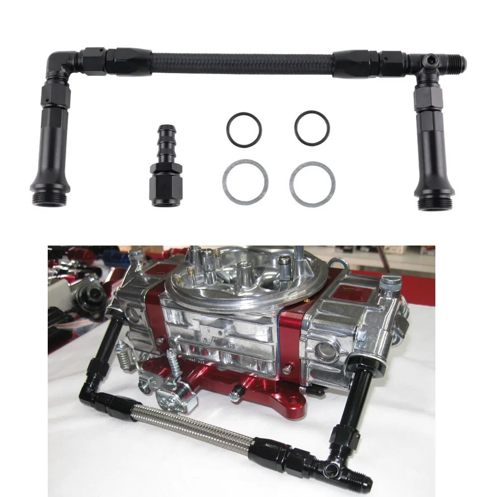 AN6 Stainless Steel Braided Dual Feed Carb Fuel Line Double Pump For 4150 Holley Carburetor 
AN6 Stainless Steel Braided Dual Feed Carb Fuel Line Double Pump For 4150 Holley Carburetor