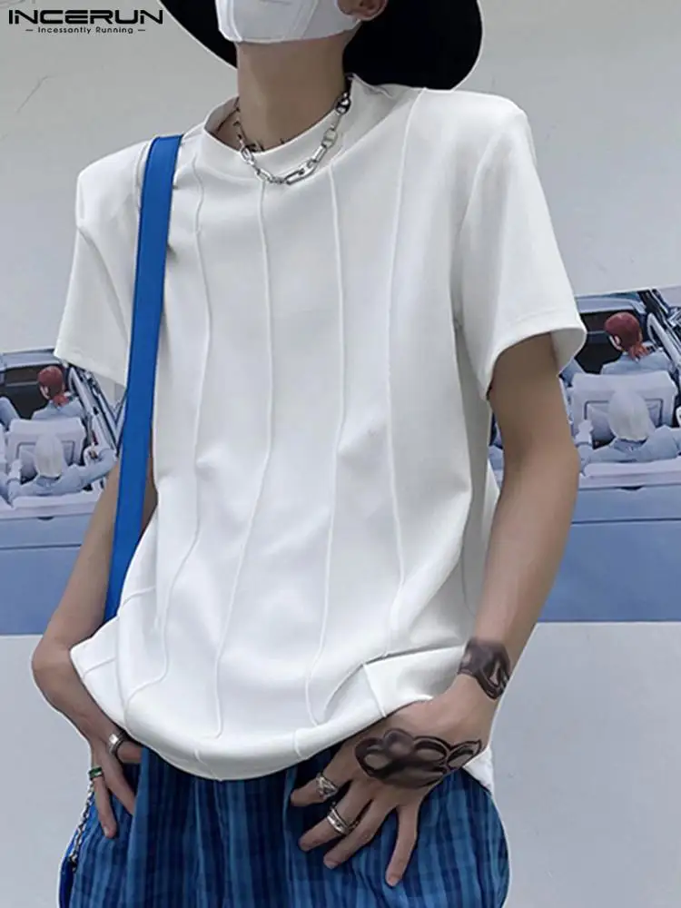 Casual Simple Style Men's Tops INCERUN Niche Solid Camiseta Streetwear Male All-match Knitted Short-sleeved T-shirts S-5XL 2022
Casual Simple Style Men's Tops INCERUN Niche Solid Camiseta Streetwear Male All-match Knitted Short-sleeved T-shirts S-5XL 2022