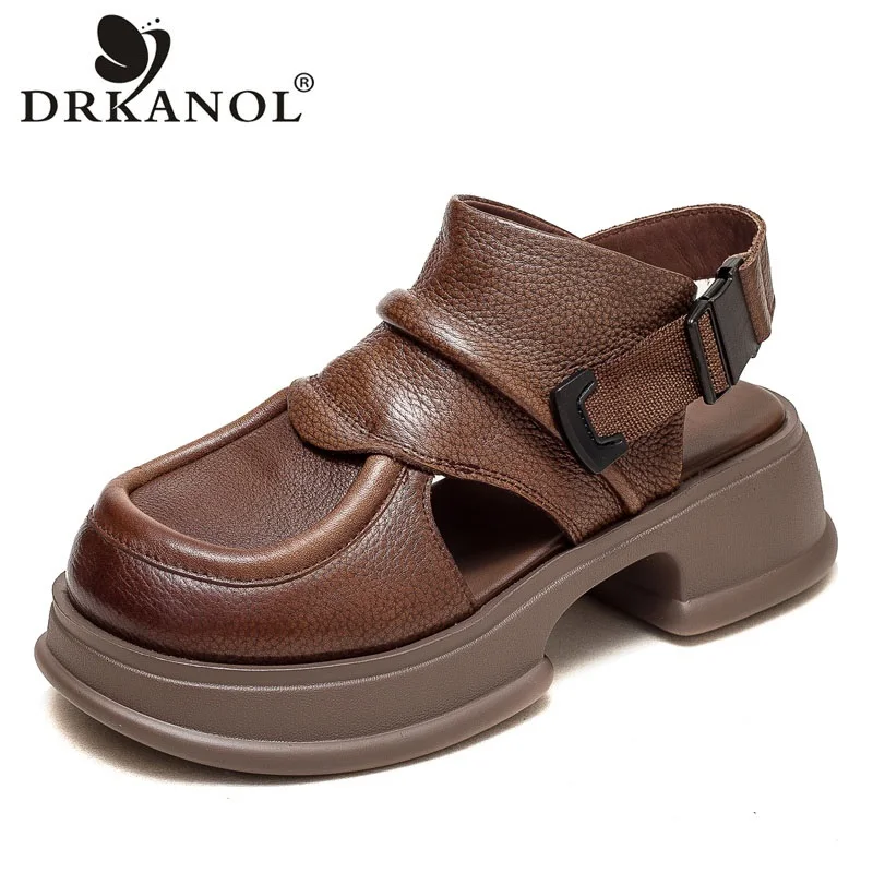 Сандалии DRKANOL женские на платформе, натуральная кожа, круглый носок, пряжка, толстый каблук, Повседневная летняя обувь, ручная работа, ретро
Сандалии DRKANOL женские на платформе, натуральная кожа, круглый носок, пряжка, толстый каблук, Повседневная летняя обувь, ручная работа, ретро