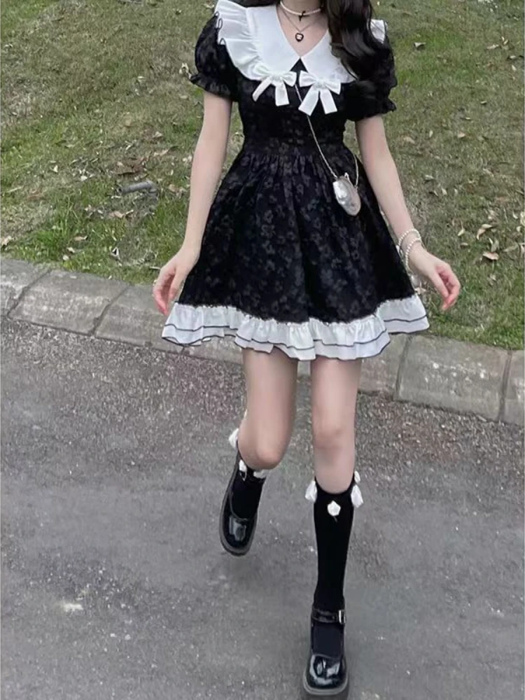 Женское винтажное платье в стиле «лолита», черное платье с бантом и оборками, готическое мини-платье в стиле «Лолита», Y2k
Женское винтажное платье в стиле «лолита», черное платье с бантом и оборками, готическое мини-платье в стиле «Лолита», Y2k