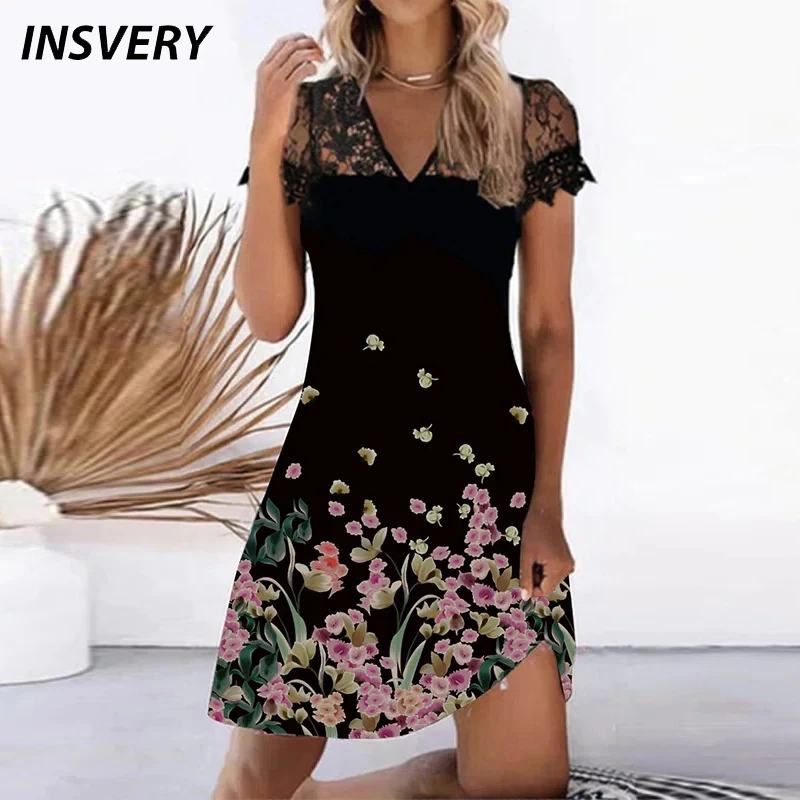 2022 Summer Women Dresses Short Sleeve Flower Print Lace Patchwork V Neck Mini Dress Sexy Party Dresses 2022
2022 Summer Women Dresses Short Sleeve Flower Print Lace Patchwork V Neck Mini Dress Sexy Party Dresses 2022