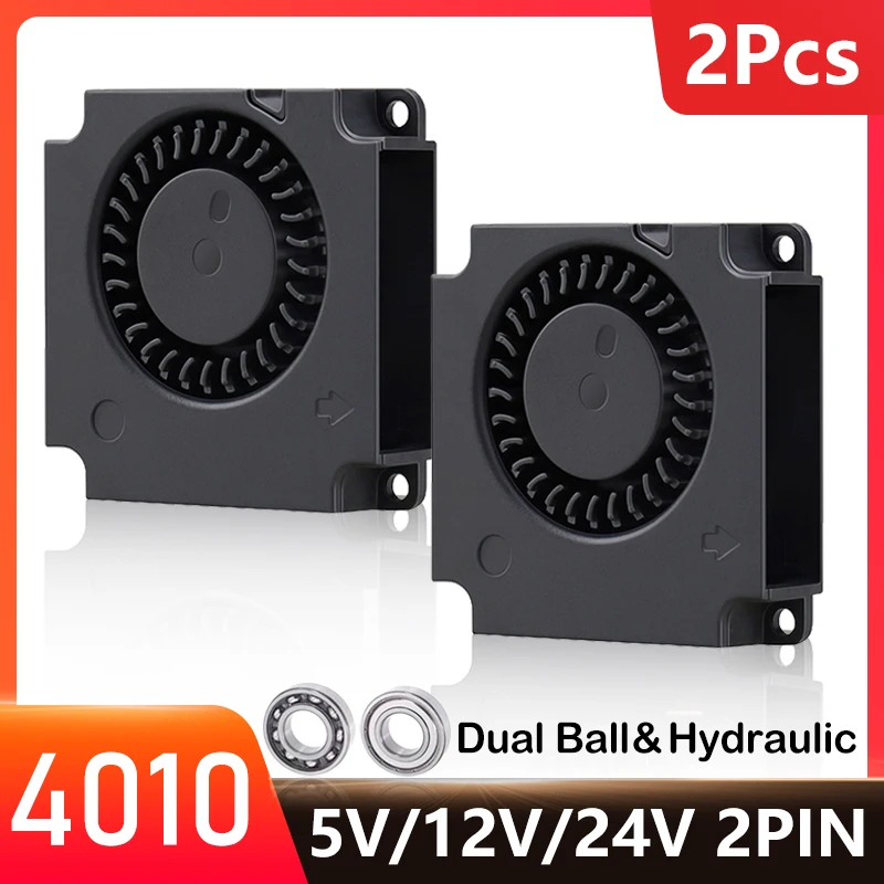 2PCS Gdstime 40mm 3D Printer Fan 5V/12V/24V 40x40x10mm Duall Bal Printer Cooling Accessories DC Turbo Blower 4010 Radial Fans
2PCS Gdstime 40mm 3D Printer Fan 5V/12V/24V 40x40x10mm Duall Bal Printer Cooling Accessories DC Turbo Blower 4010 Radial Fans