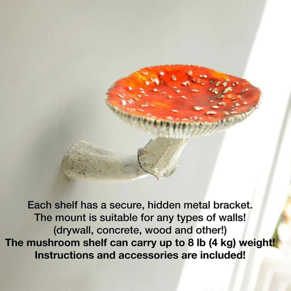 Mushroom Hanging Shelf Resin Wall Floating Shelf Amanita Mushroom Shape Home Decor Ornaments Wall Hanging Shelves
Mushroom Hanging Shelf Resin Wall Floating Shelf Amanita Mushroom Shape Home Decor Ornaments Wall Hanging Shelves