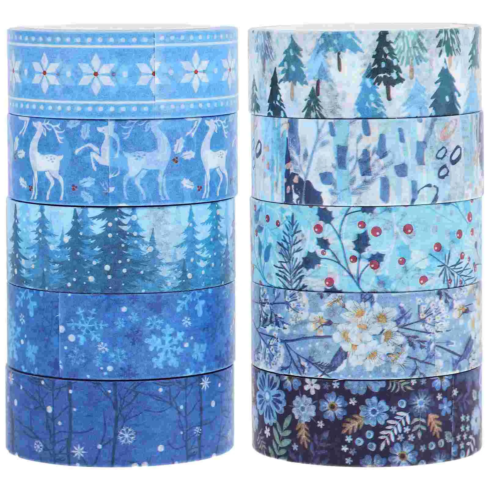 

10 Rolls of Decorative Washi Tape Scrapbooking Tape Winter Elements Tape Christmas Holiday Washi Tape