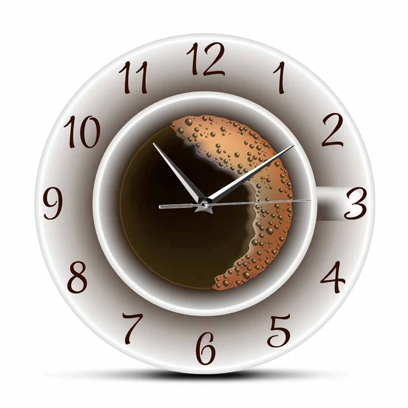 Cup of Coffee with Foam Decorative Silent Wall Clock Kitchen Decor Coffee Shop Wall Sign Timepiece Cafe Style Wall Watch
Cup of Coffee with Foam Decorative Silent Wall Clock Kitchen Decor Coffee Shop Wall Sign Timepiece Cafe Style Wall Watch