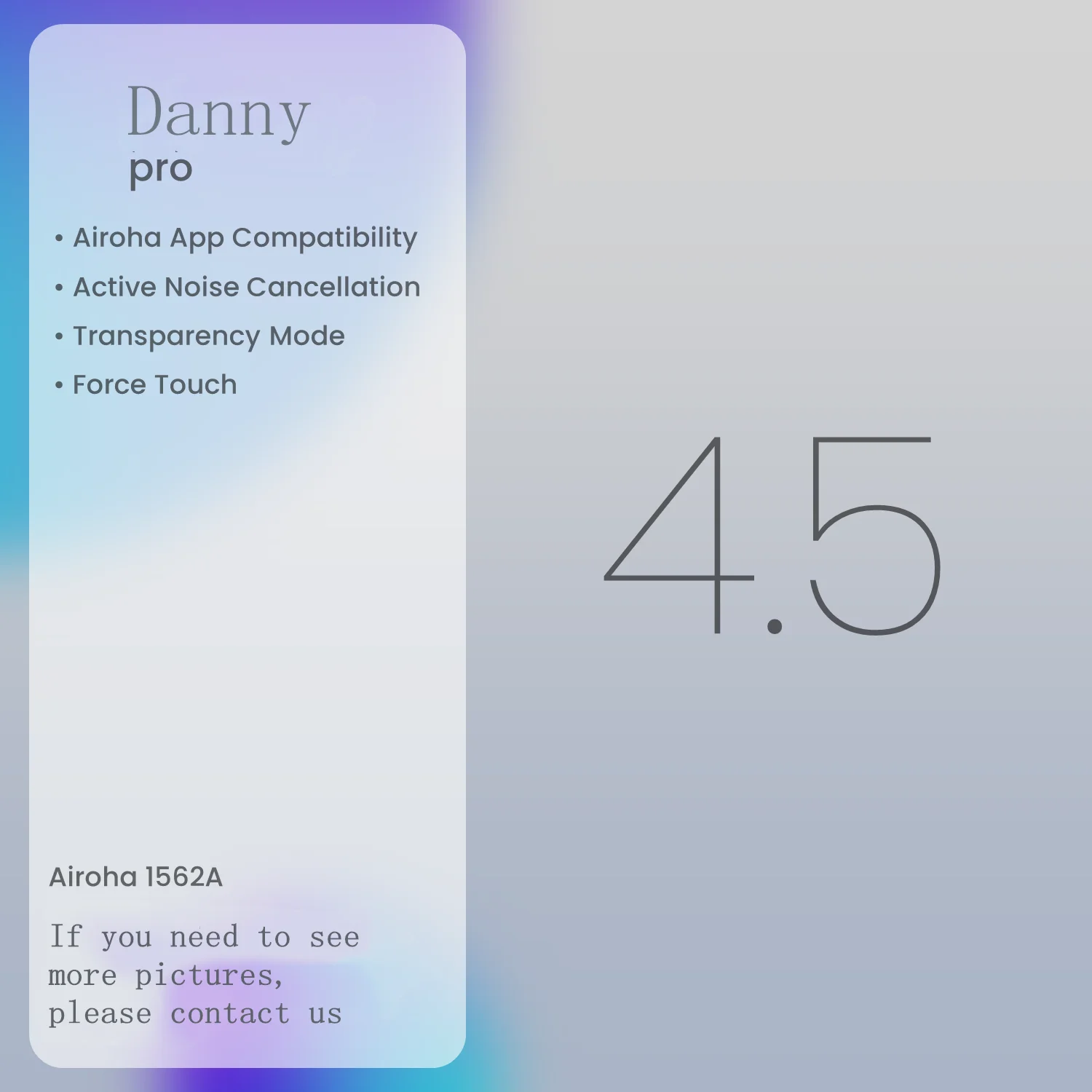 Danny V4.5 Wireless Earbuds Tigerbuilder Bluetooth Earphone ANC/Transparency Mode Best sale Earphone
Danny V4.5 Wireless Earbuds Tigerbuilder Bluetooth Earphone ANC/Transparency Mode Best sale Earphone