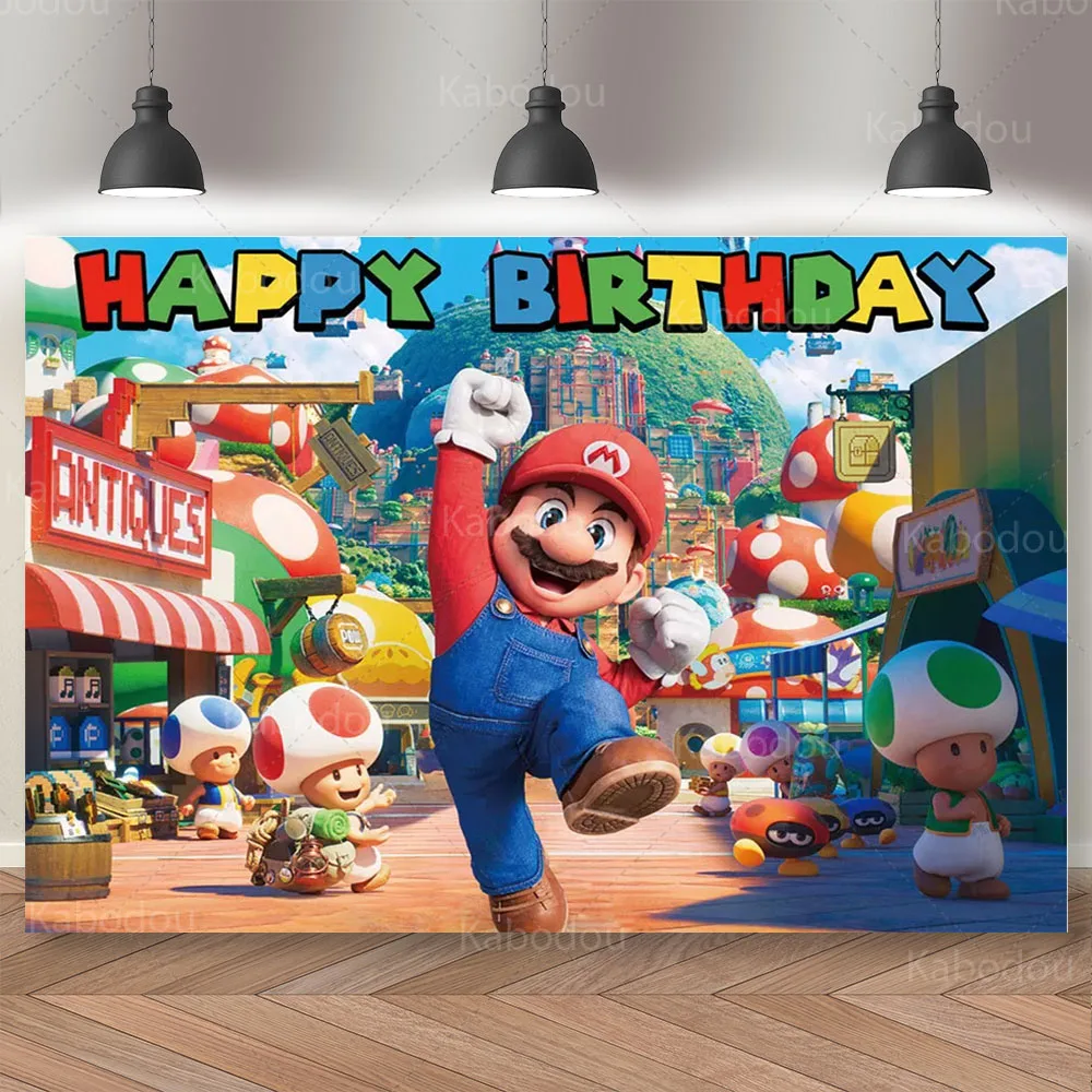 Декорации для вечеринки в стиле Super Mario Bros мальчиков баннер украшения дня