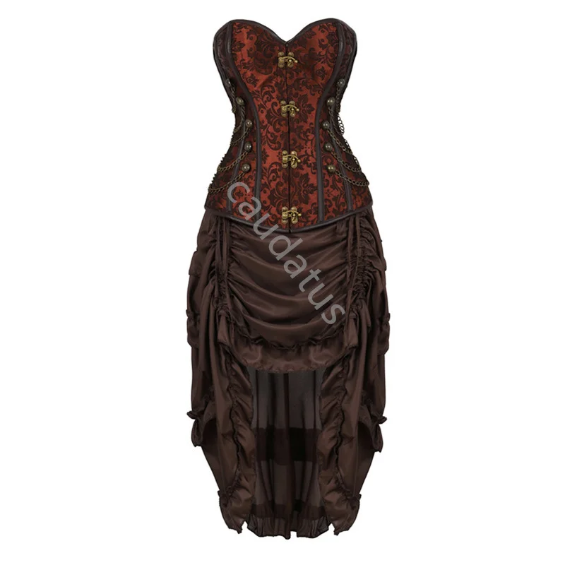 Steampunk Corset Dress Women Top Skirt Set Bustier Sexy Plus Size Vintage Gothic Punk Burlesque Pirate Costume Halloween Brown
Steampunk Corset Dress Women Top Skirt Set Bustier Sexy Plus Size Vintage Gothic Punk Burlesque Pirate Costume Halloween Brown
