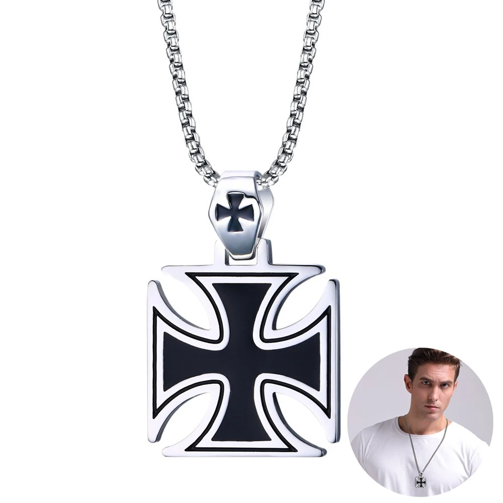 Knights Templar Iron Men's Necklace Cross Pendant Retro Stainless Steel 24Inch Chain Necklaces Maltese Male Jewelry
Knights Templar Iron Men's Necklace Cross Pendant Retro Stainless Steel 24Inch Chain Necklaces Maltese Male Jewelry