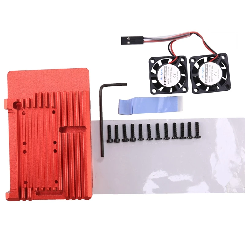 2Set For Raspberry Pi 4 Aluminum Case With Dual Cooling Fan Metal Shell Enclosure For RPI 4 Model B,Red & Black
2Set For Raspberry Pi 4 Aluminum Case With Dual Cooling Fan Metal Shell Enclosure For RPI 4 Model B,Red & Black