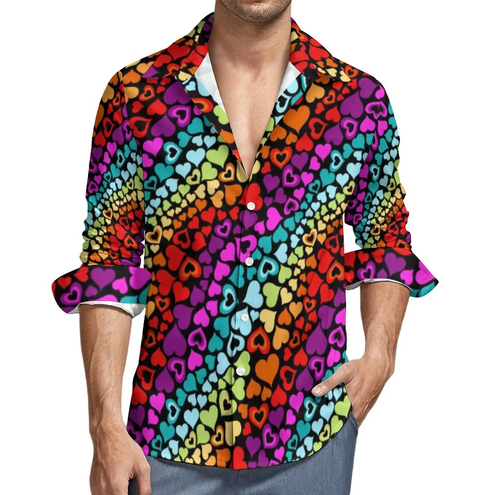 Rainbow Love Hearts Y2K Casual Shirt Men Valentine Shirt Autumn Fashion Blouses Long Sleeve Pattern Oversized Clothing
Rainbow Love Hearts Y2K Casual Shirt Men Valentine Shirt Autumn Fashion Blouses Long Sleeve Pattern Oversized Clothing