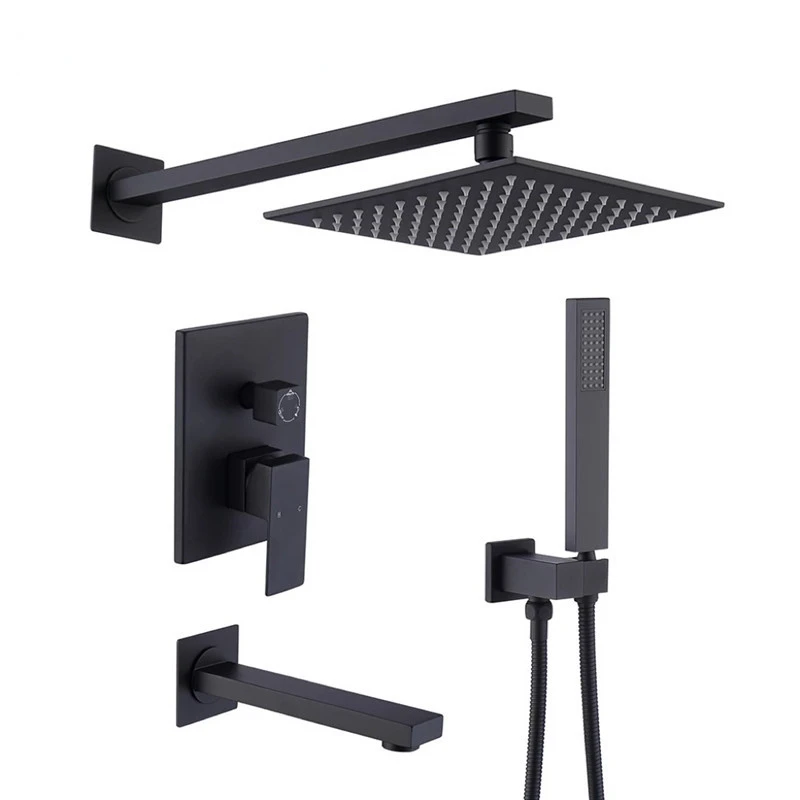 Black Copper Square Concealed Wall-Mounted Shower Head Set Three-Function Embedded Shower Faucet
Black Copper Square Concealed Wall-Mounted Shower Head Set Three-Function Embedded Shower Faucet