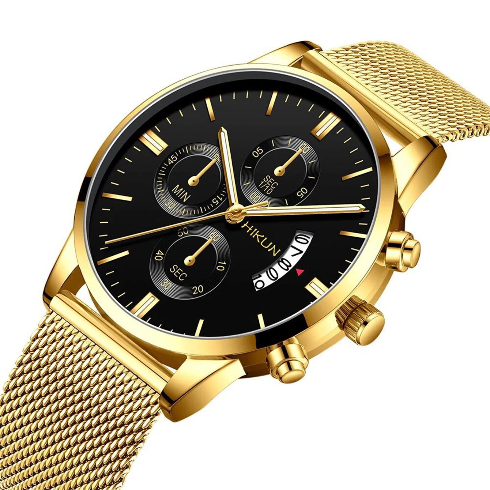 

Top New Mens Watches Brandstainless Steel Mesh Strap Casual Quartz Men Watch Fashion Round Dial Wristwatches RelóGio Masculino