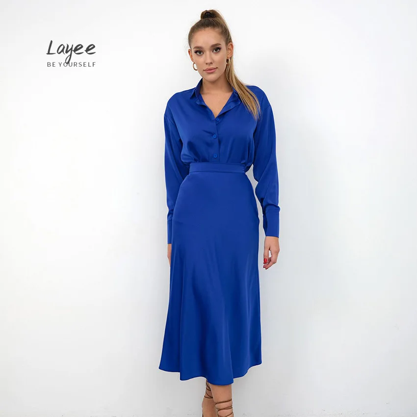 LAYEE Bright Silk Dress Sets Bright Silk Vintage Blouse Satin Long Skirt Elegant Women Clothing A Line Midi Dresses 
LAYEE Bright Silk Dress Sets Bright Silk Vintage Blouse Satin Long Skirt Elegant Women Clothing A Line Midi Dresses