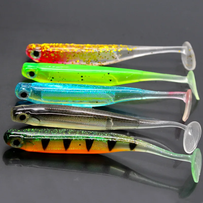 

5pcs/Lot Jigging Wobblers Fishing Lure 7cm 2g shad T-tail soft bait Aritificial Silicone Lures Bass Pike Fishing Tackle