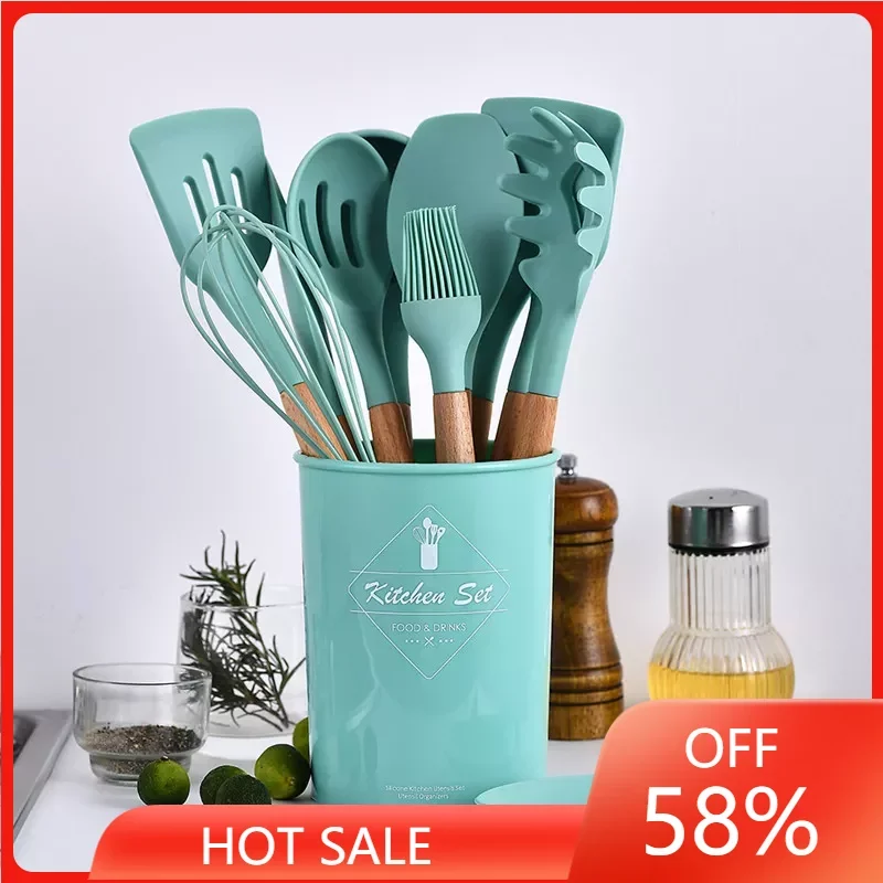 Silicone Kitchen Utensils Set Non-stick Spatula Shovel Wooden Handle Cooking Tools Utensilios Kitchen Accessories Tool 
Silicone Kitchen Utensils Set Non-stick Spatula Shovel Wooden Handle Cooking Tools Utensilios Kitchen Accessories Tool