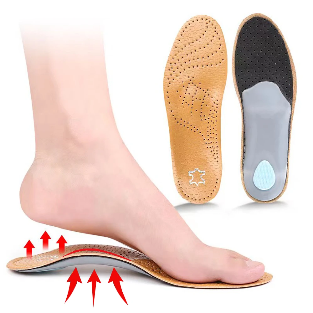 

Leather Orthopedic Insoles for Men X/O Leg Correction Shoes Inserts Orthotic Insole for Sport Flat Feet Arch Support Shoe Pads