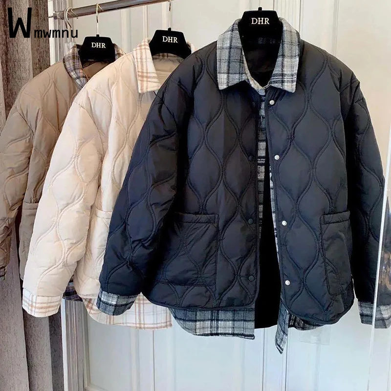 Women's Winter Parkas Snow Wear Casual Fake Two Piece Sets Spliced Plaid Cotton Padded Jackets Warm Thicken Chic Quilted Outwear
Women's Winter Parkas Snow Wear Casual Fake Two Piece Sets Spliced Plaid Cotton Padded Jackets Warm Thicken Chic Quilted Outwear