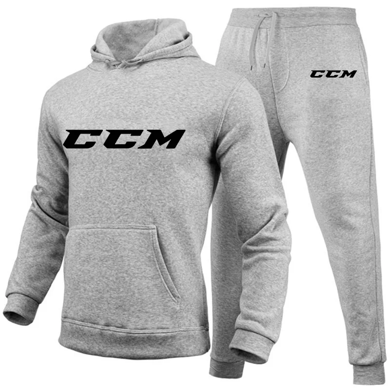 

Men CCM Tracksuit Casual 2 Pieces Sets Sweatshirt Hooded+Sweatpants CCM Print Sportswear Mens Clothes Jogger Sport Suit