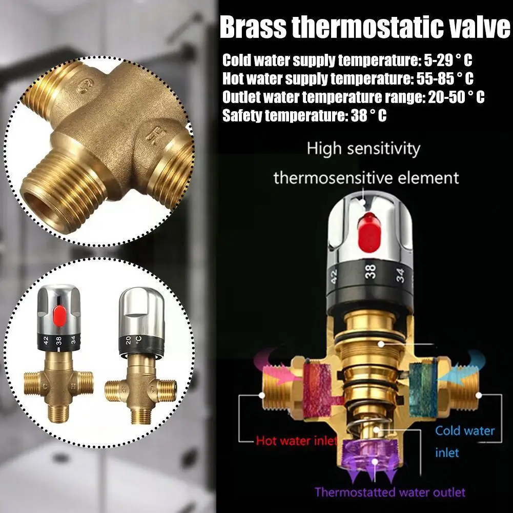 Brass Pipe Thermostat Faucet Thermostatic Mixing Mixing Control Temperature Bathroom Faucet Water Brass 3-way B6k7
Brass Pipe Thermostat Faucet Thermostatic Mixing Mixing Control Temperature Bathroom Faucet Water Brass 3-way B6k7