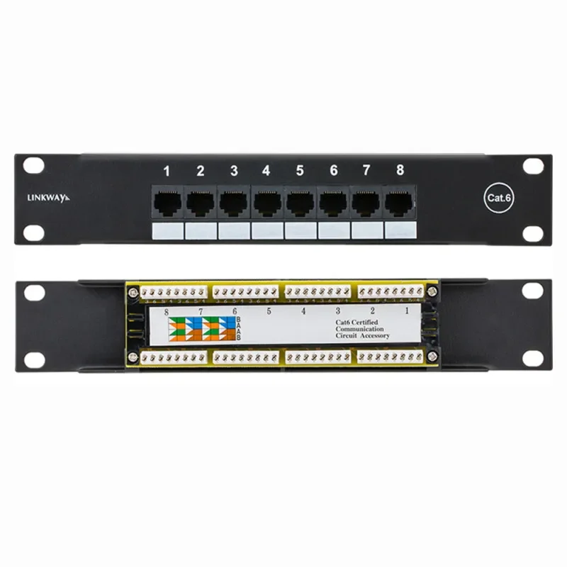 8-портовая 10-дюймовая патч-панель CAT5e CAT6 1U мини-Патч-панель RJ45 стойка для бытовой