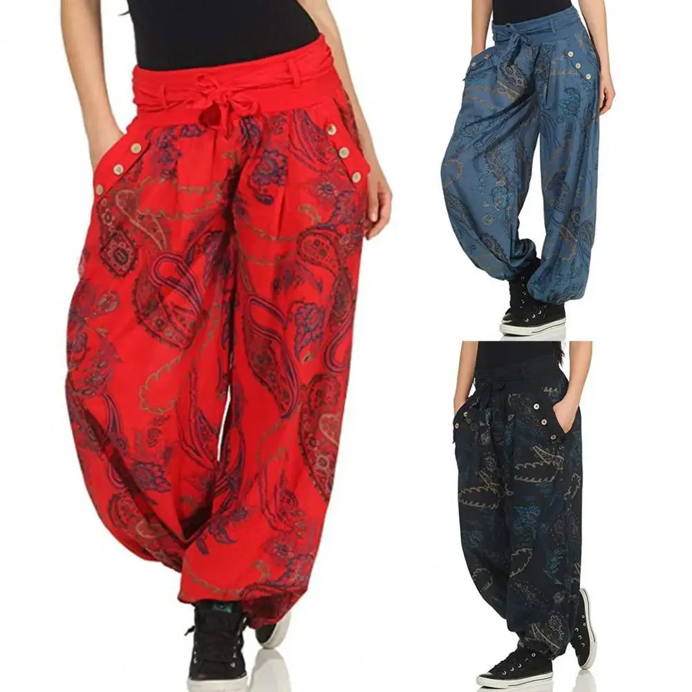 Fashion Oversize Pants Hip Hop Style Women Bohemian Harem Pants Ankle Tied Paisley Low Waist Pockets Baggy Trousers for Daily 
Fashion Oversize Pants Hip Hop Style Women Bohemian Harem Pants Ankle Tied Paisley Low Waist Pockets Baggy Trousers for Daily