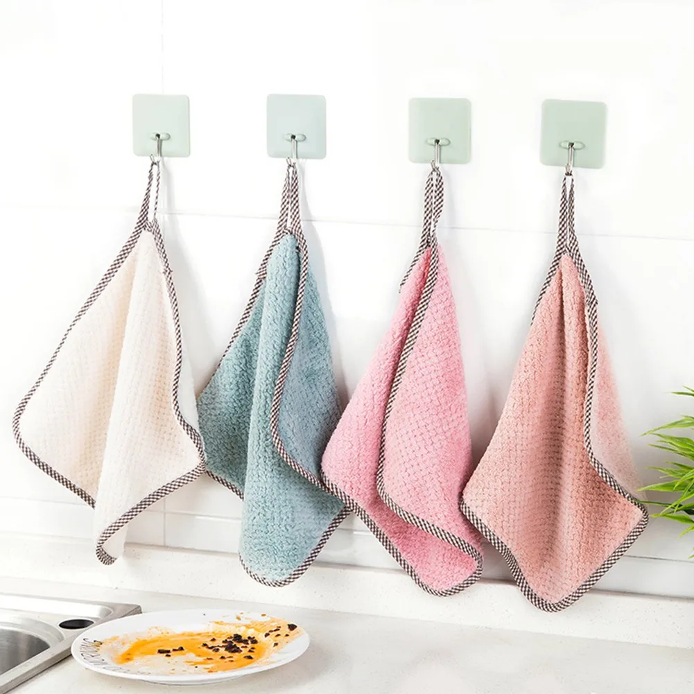 

5pcs Microfiber Towels Absorbent Rag Kitchen Cleaning Cloth Non-stick Oil Dish Towel Dishwashing Cloth Tableware Cleaning Cloth