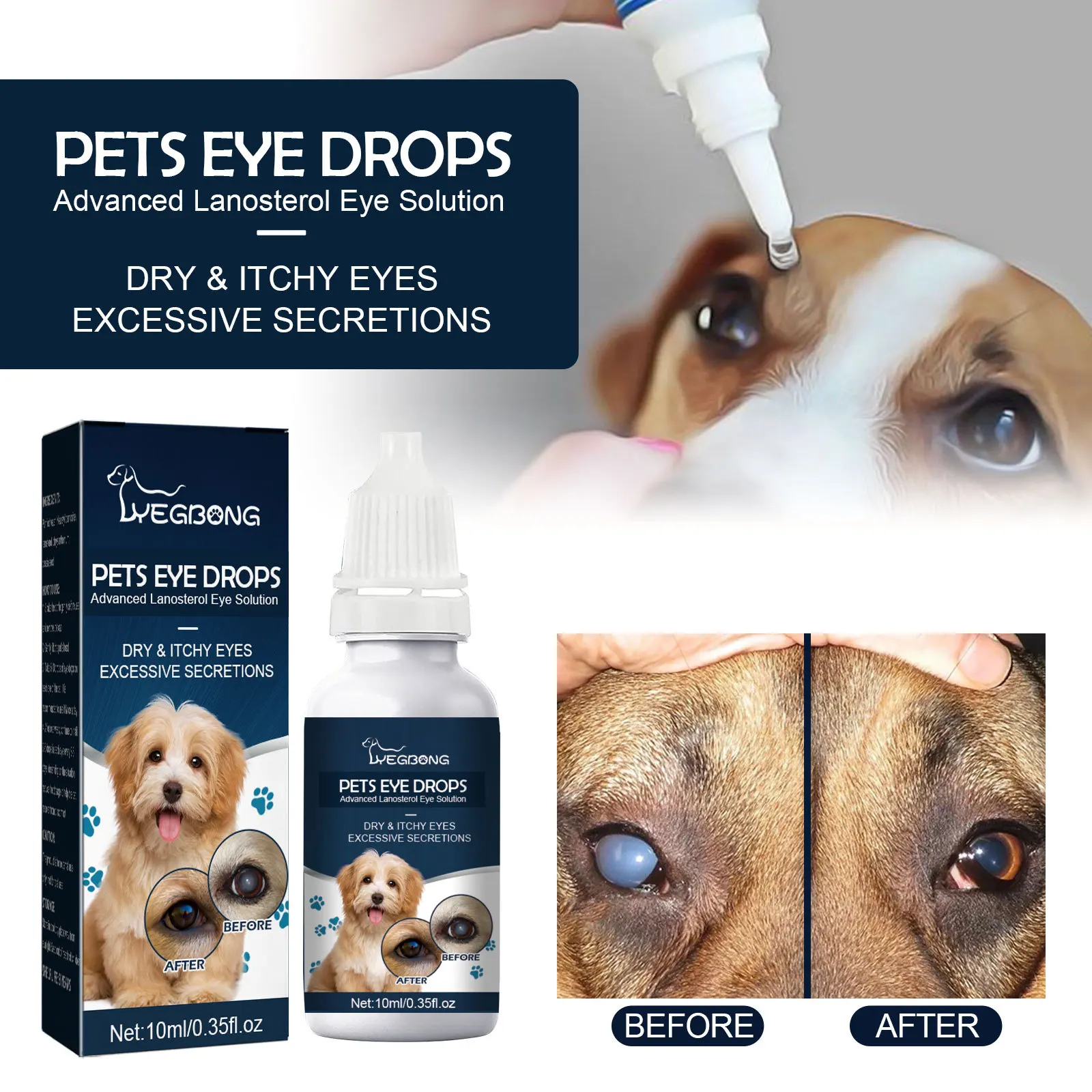 

10ml Pet Eye Drops Cats And Dogs To Remove Tear Marks Relieve Eye Itching Gentle Cleansing Eye Drops Pet Supplies