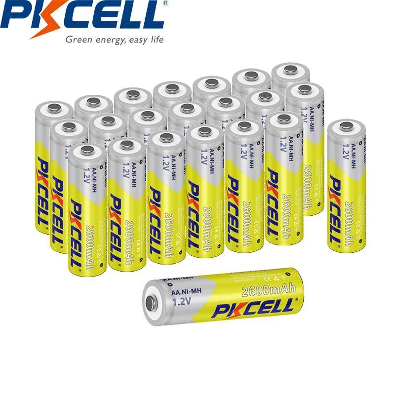 

24PC PKCELL AA Rechargeable Batteries 2300mah-2600mah 1.2V Ni-MH AA Battery and 6PC AA &AAA Battery Box For Flashlight