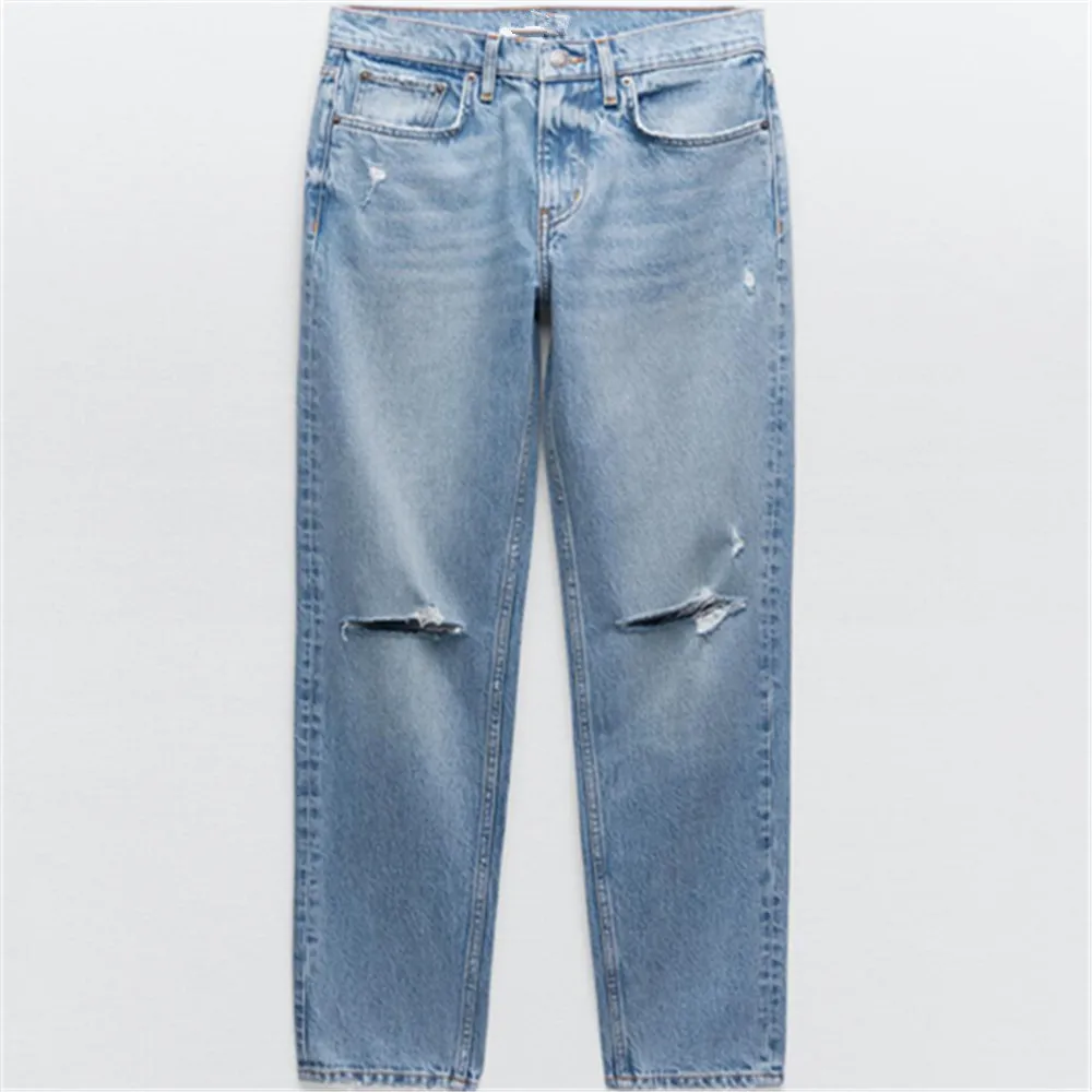 PB&ZA summer new women's fashion all-match ripped pockets denim blue old casual cigarette pipe high waist jeans 9863/048
PB&ZA summer new women's fashion all-match ripped pockets denim blue old casual cigarette pipe high waist jeans 9863/048