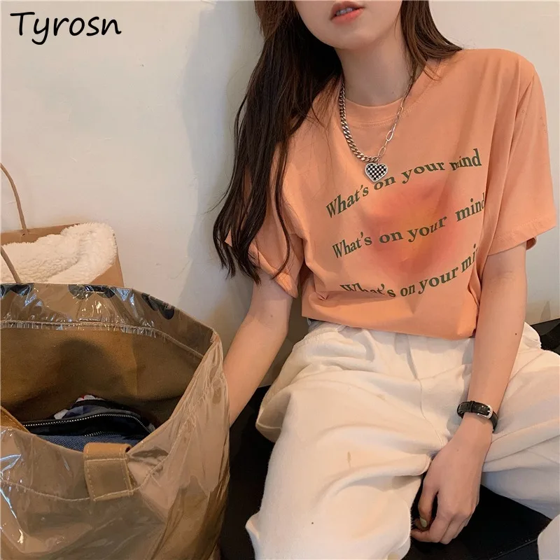 Retro T-shirts Women Leisure Letter O-neck Design Fashion Simple Korean Style Summer Cozy Students Daily Streetwear All-match
Retro T-shirts Women Leisure Letter O-neck Design Fashion Simple Korean Style Summer Cozy Students Daily Streetwear All-match